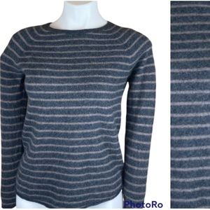 The Cashmere Project 100%Cashmere - Gray& Tan Striped Sweater Size S